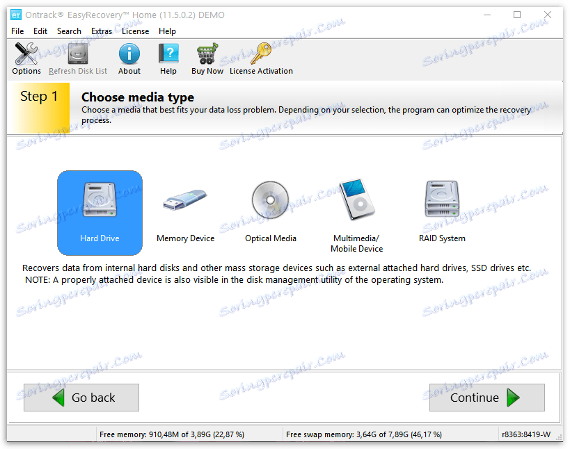 Различни видове медии в Ontrack EasyRecovery