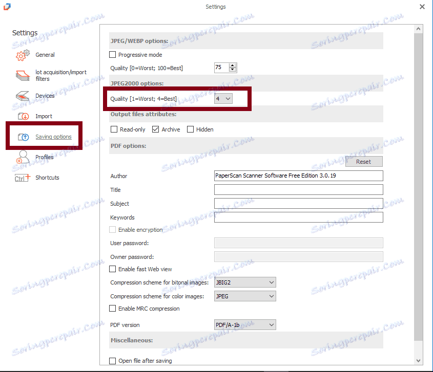 Izboljšanje kakovosti v programu PaperScan