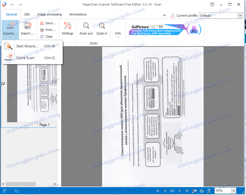 Hitro optično branje v programu PaperScan