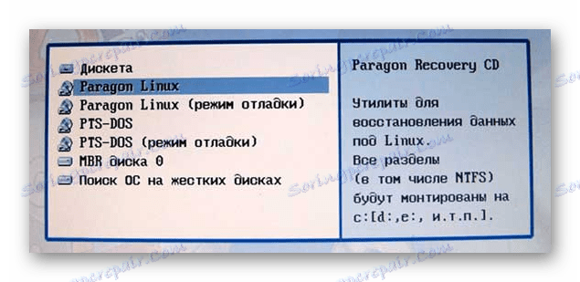 DOS verze programu Paragon Partition Manager