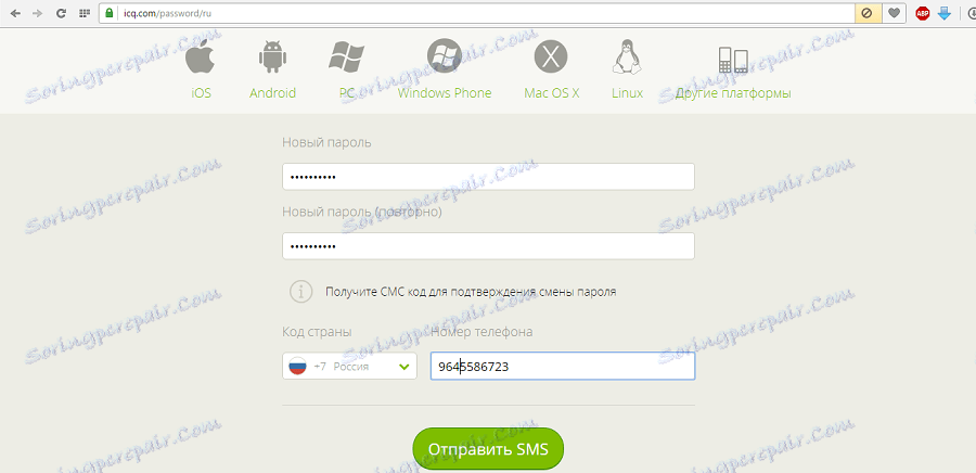 Въведете нова ICQ парола