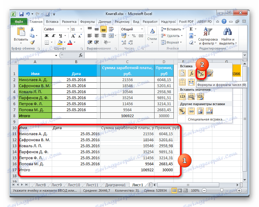 Vloženie vzorcov a číselných formátov v programe Microsoft Excel
