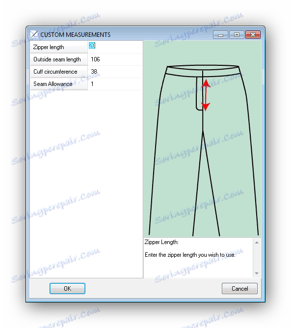 Zadanie presných rozmerov modelu PatternViewer