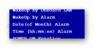 Процесът на деактивиране на WakeUp by Alarm в меню BIOS на компютъра