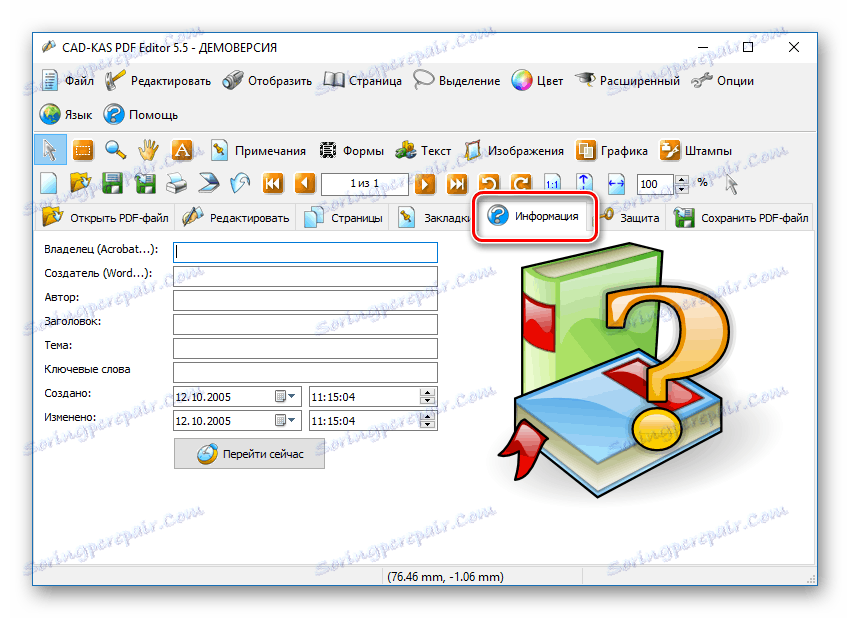Informace v editoru PDF
