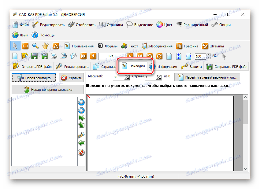 Záložky v editoru PDF