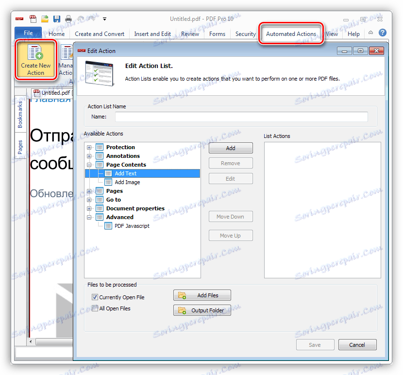 Automatizace operací v PDF Pro