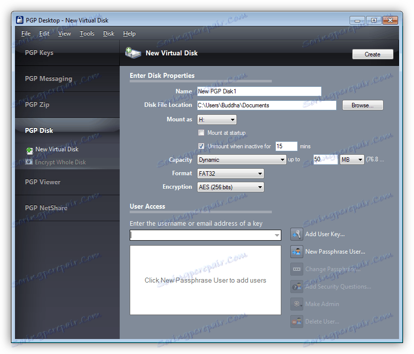 Създайте виртуален диск в PGP Desktop