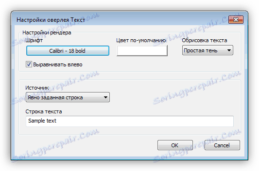 Nastavenia prekrytia Text v službe PlayClaw