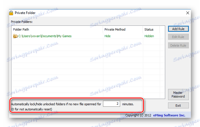 Automatická ochrana v soukromém adresáři