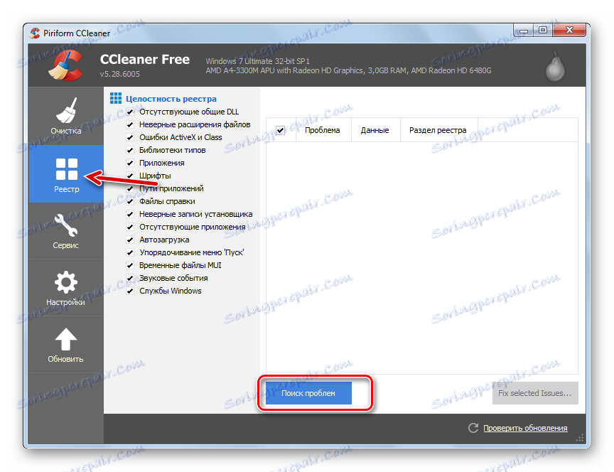 Čistenie registra cez CCleaner