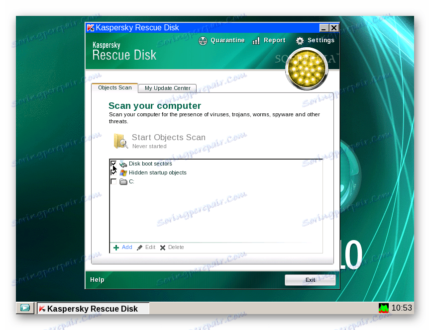 Скенирање система Касперски Ресцуе Диск