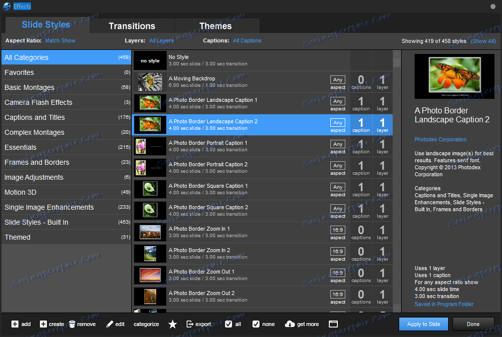 style slajdów w programie Proshow Producer