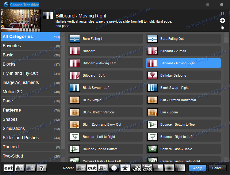 przejścia do Proshow Producer