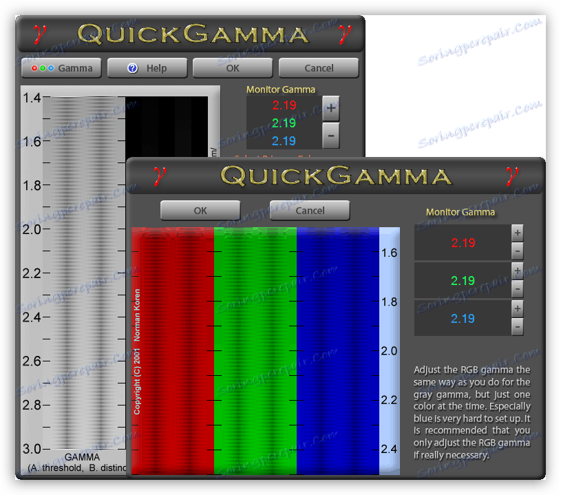 Podešavanje gama parametara u QuickGamma