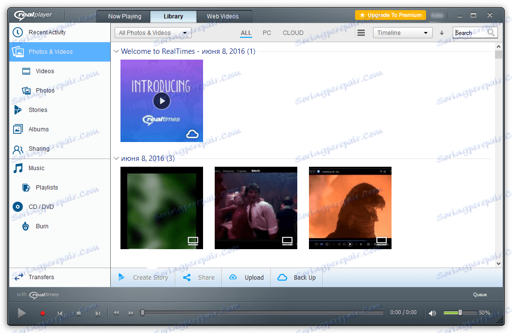 Organizace knihovny v programu RealPlayer