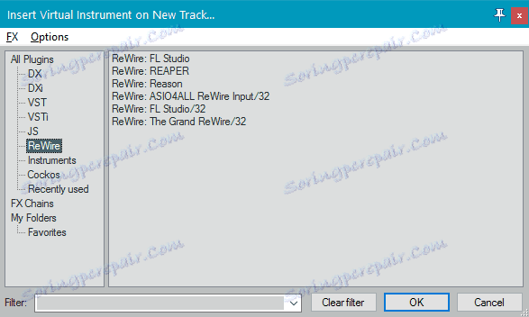 Поддържайте технологията ReWire в Reaper