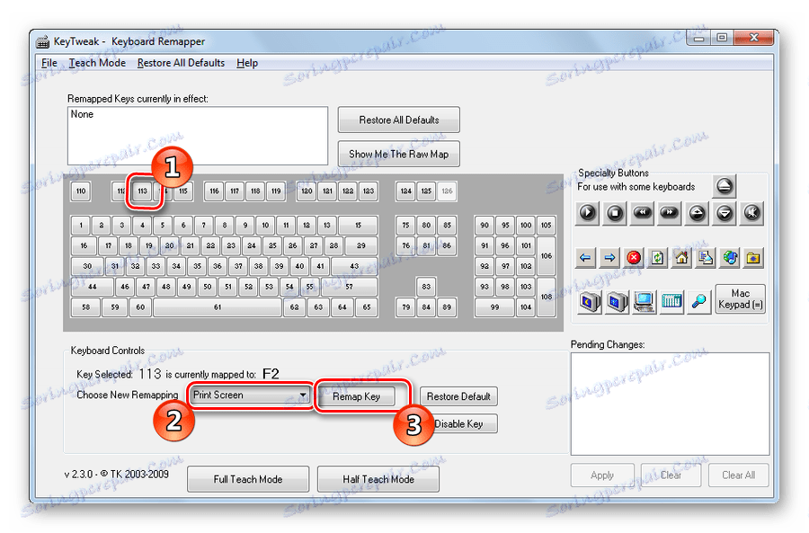 Změna klíčů v aplikaci KeyTweak