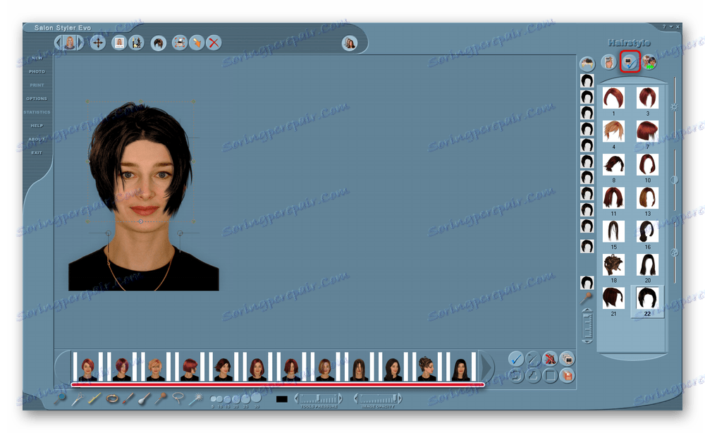 Възможност за преглед на всички възможни опции за прическа и тяхното успоредно редактиране в Salon Styler Pro