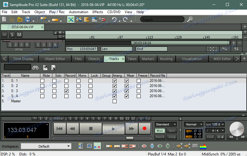 Smíchání skladby v Samplitude