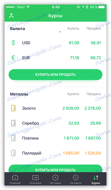 Проследяване на курсове в Sberbank Online