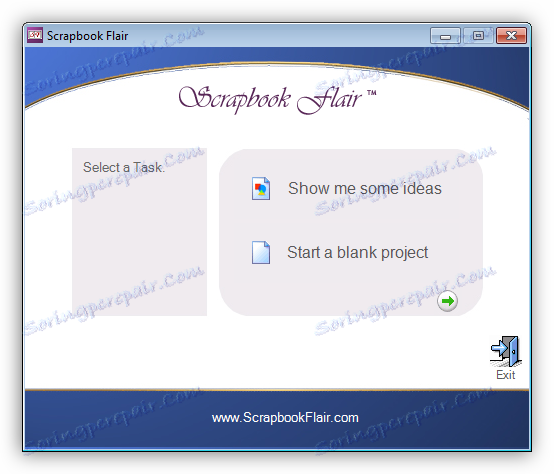 Výběr varianty vytvoření projektu v programu Scrapbook Flair