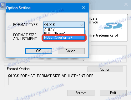 Пълно презаписване на форматирането в SDFormatter