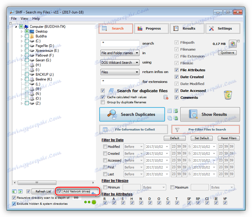 Potražite datoteke na mrežnim pogonima u Pretraživanju mojih datoteka