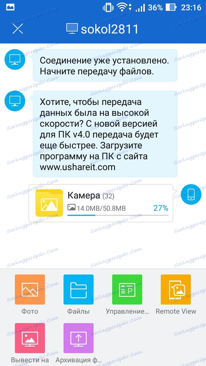 záložnú fotografiu v službe Shareit