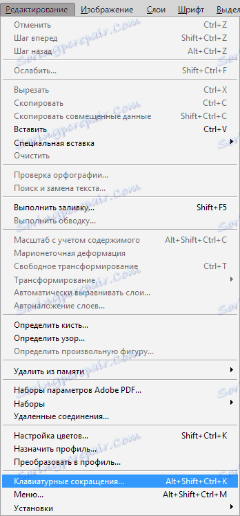 Прилагане на горещи клавиши във Photoshop