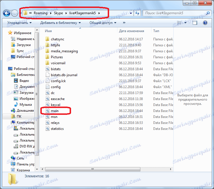 Файл main.db в Skype