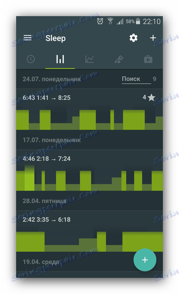 Grafikoni za sledenje spanju Sleep kot Android