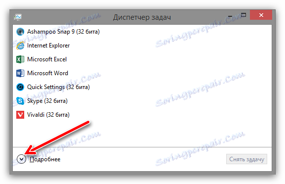 detalje gumba u upravitelju zadataka