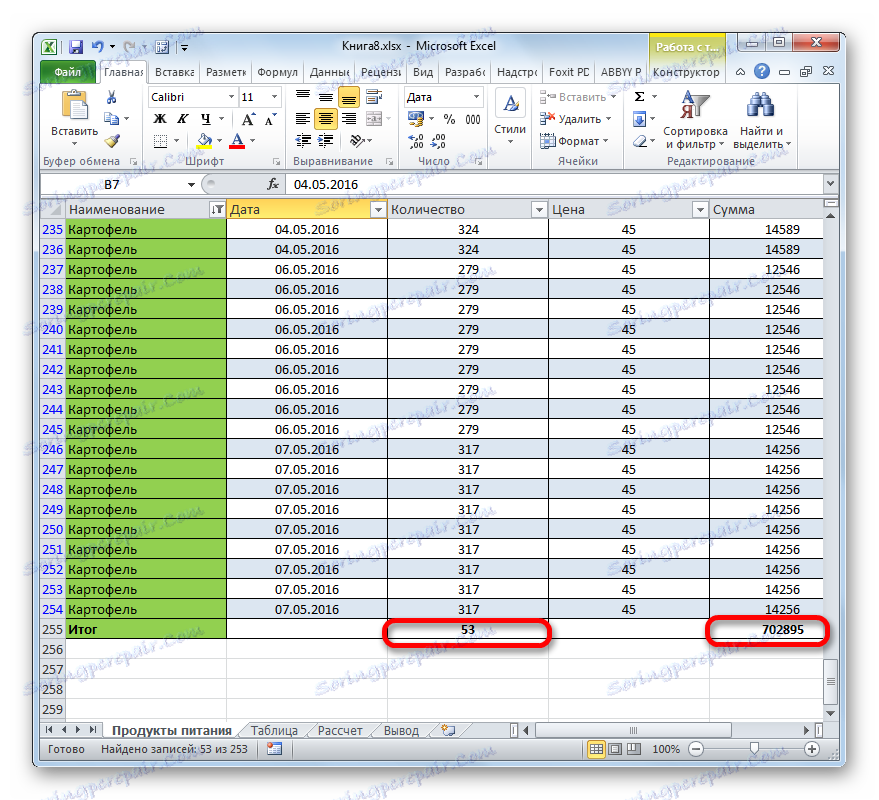 Filtrowanie odbywa się w Microsoft Excel