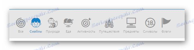 Коришћење панела са категоријама на веб локацији вЕмоји услуге