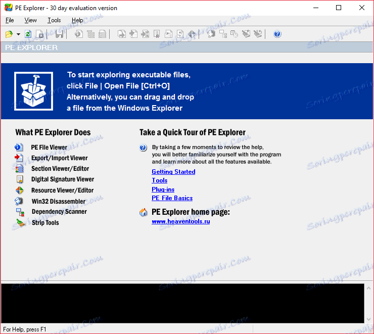 Hlavné okno PE Explorer pre Program rusifikácie programov
