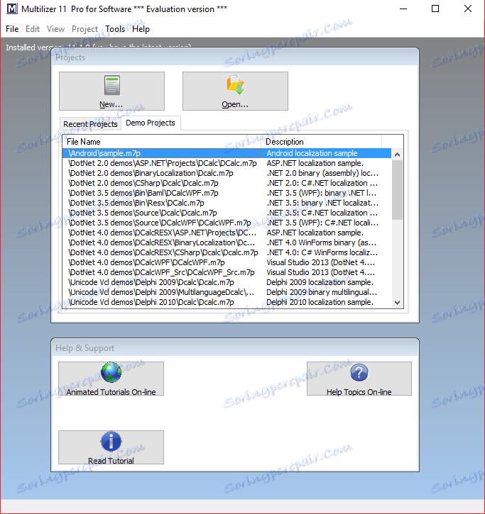 Hlavné okno Multilizer pre Program rusifikácie programov