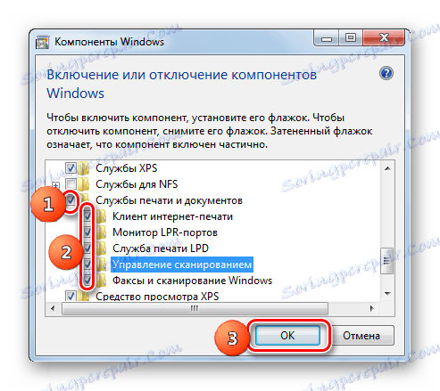 Omogočite vse komponente v mapi Print and Documents v oknu Manager, da omogočite ali onemogočite komponente v operacijskem sistemu Windows 7