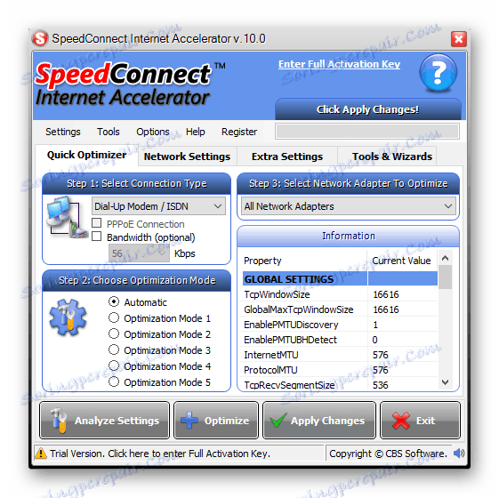 speedconnect internet accelerator settings