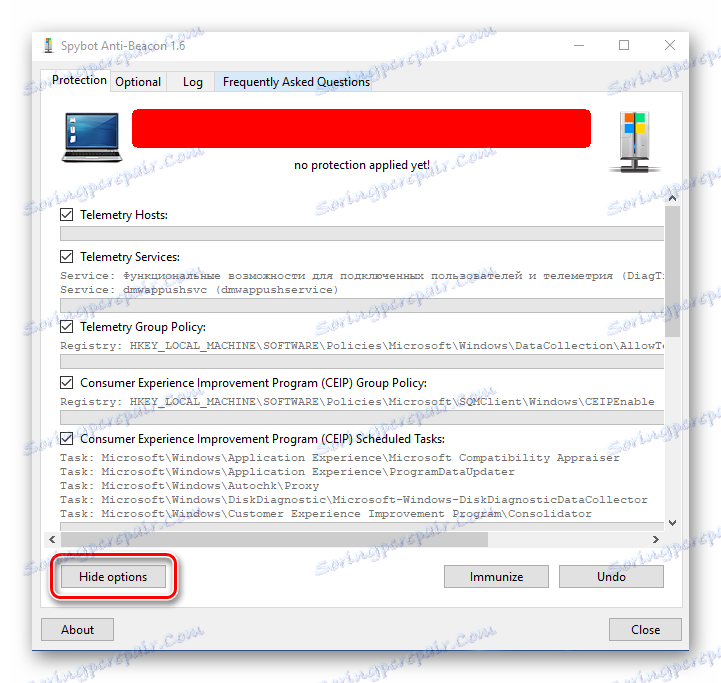 Spybot Anti-Beacon برای حالت تنظیمات ویندوز 10