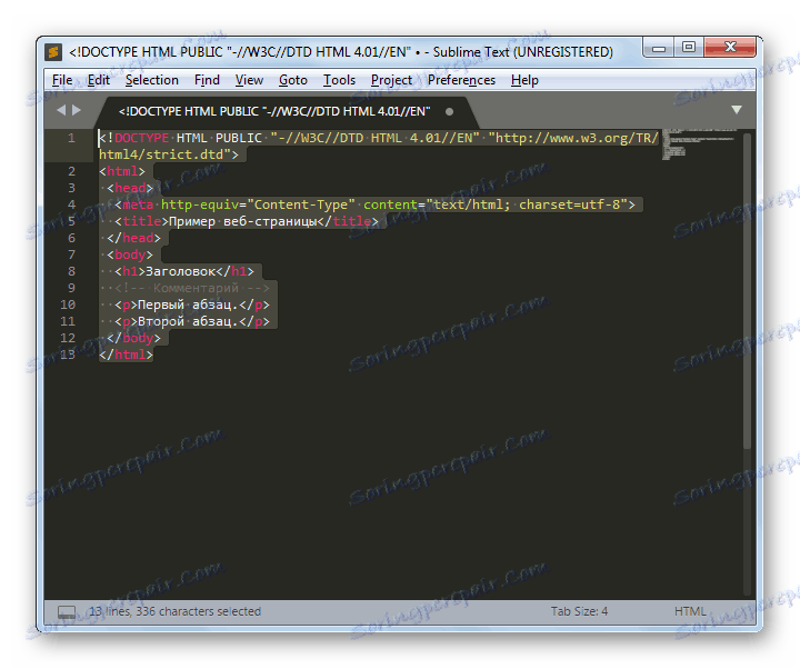 Kod języka znaczników w SublimeText
