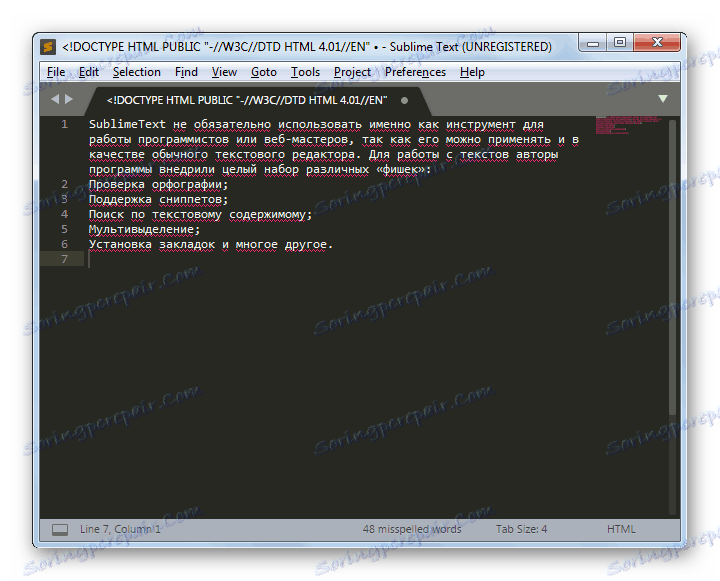 Tekst w programie SublimeText