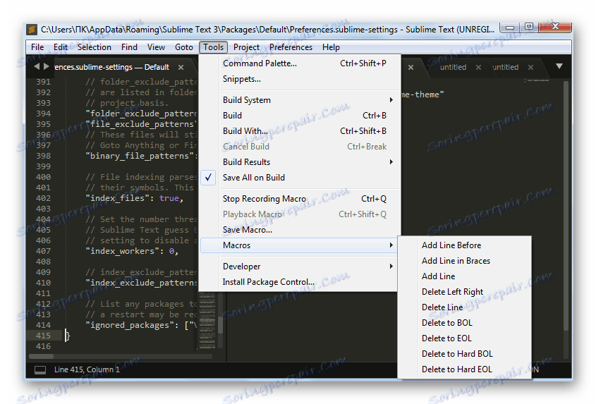 Makra w programie SublimeText
