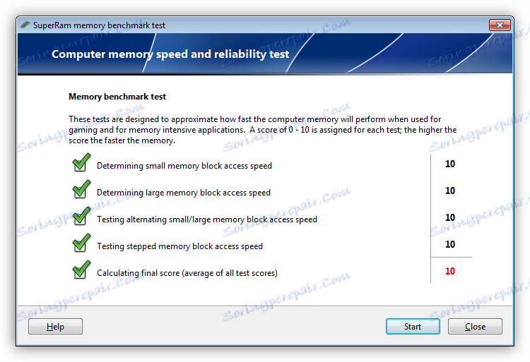 Тестване на ефективността на RAM в програмата SuperRam