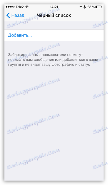 Састављање црне листе у Телеграму за иОС