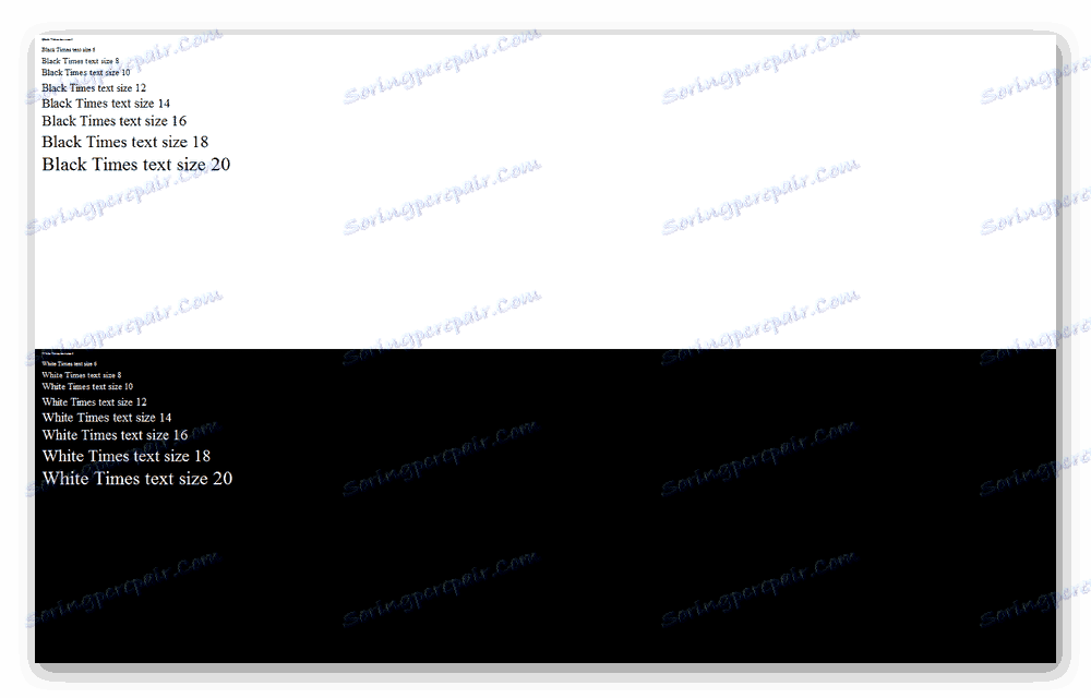 Проверка на показването на текст с различни шрифтове и размери в теста на TFT монитора