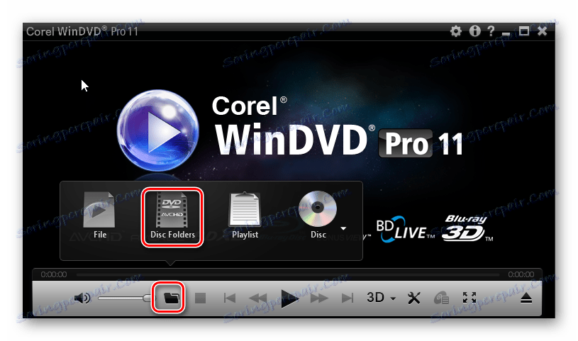 отворен от панела в Corel WinDVD