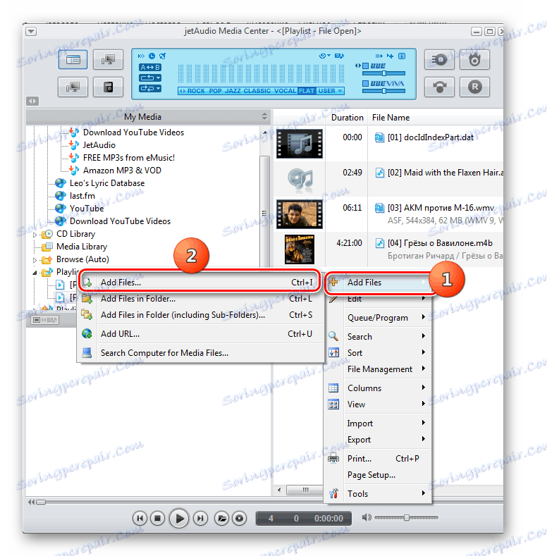 Prejdite do okna otvoreného súboru cez kontextové menu v programe jetAudio