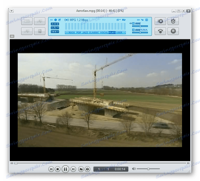 Přehrávání souboru videa mpg v okně programu jetAudio