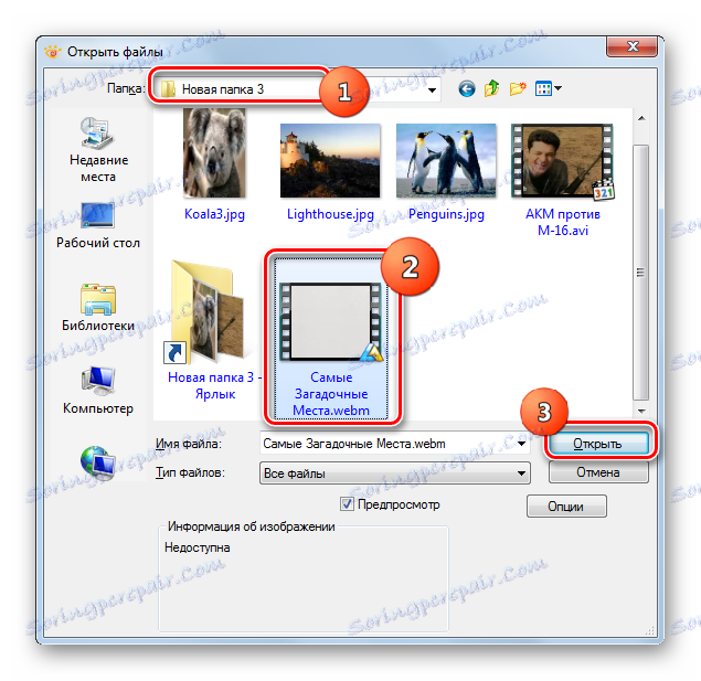 Прозорецът за отваряне на файл в XnView